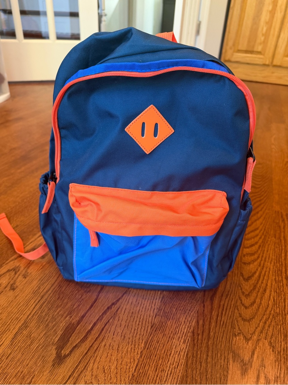 Navy Blue & Bright Kids Orange Colorblock Backpack